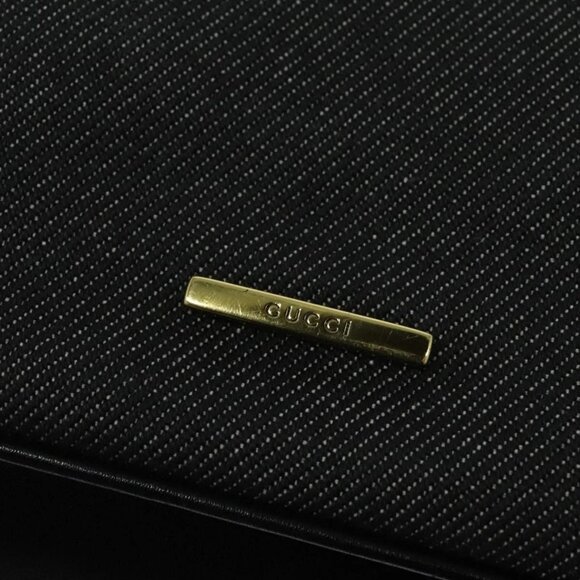 GUCCI Web Sherry Line Shoulder Bag Canvas Black Gold 73884 Auth gh324 - Picture 9 of 15